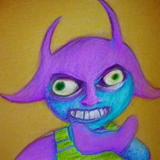 Image similar to pastel child style drawing of a monster