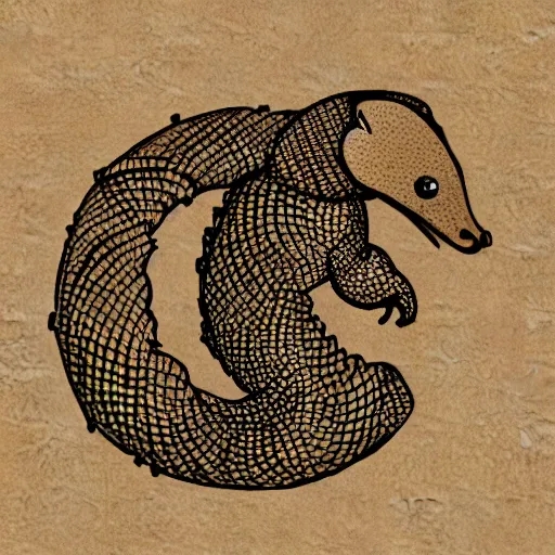 Image similar to a cute vector logo of a pangolin, hd, simplistic, white background