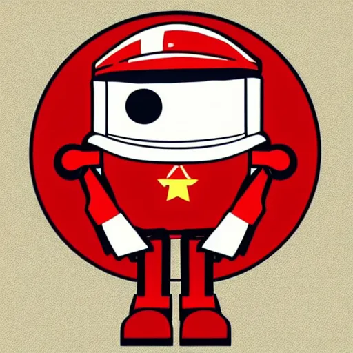 Image similar to cute communist robot in style of pixar