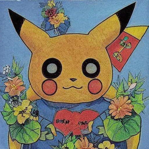 Image similar to pikachu in the style of louis wain