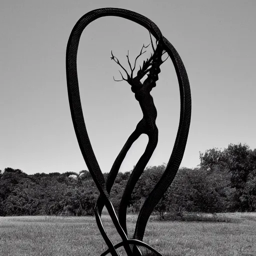 Image similar to a wire sculpture, award winning black and white photography