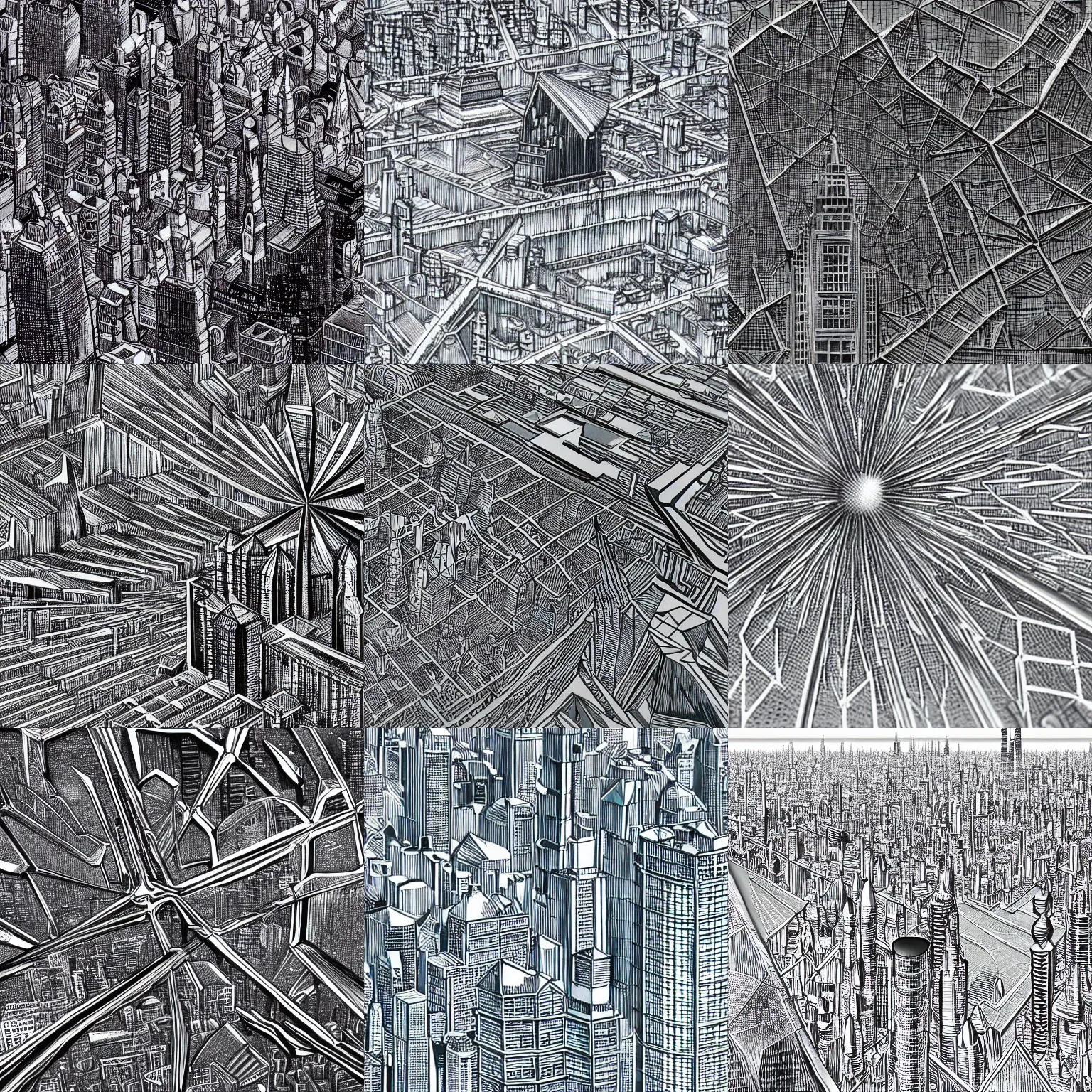 Prompt: micron view of a crystal in shape of a city, hd, hyper realistic, hyper detailed, 8 k