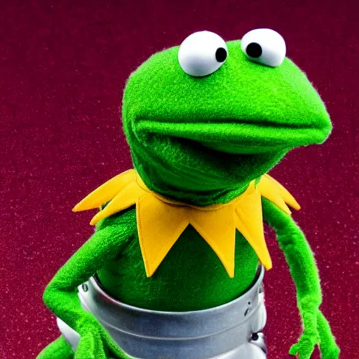 Prompt: stills of Kermit the Frog from Sesame Street in JoJo's Bizarre Adventure