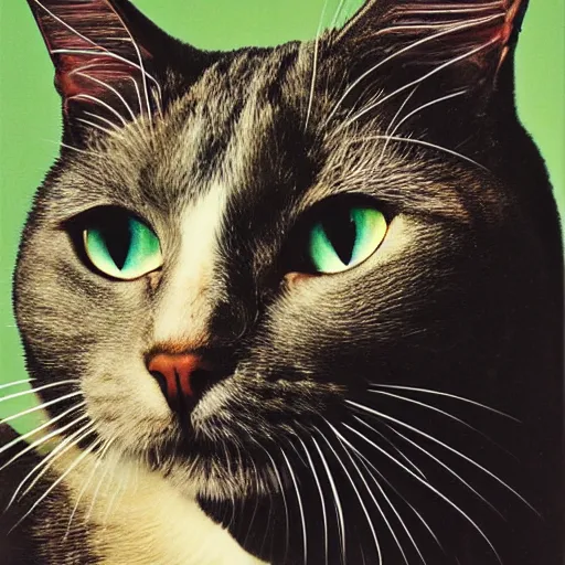 Image similar to a portrait of a cat by chuck close