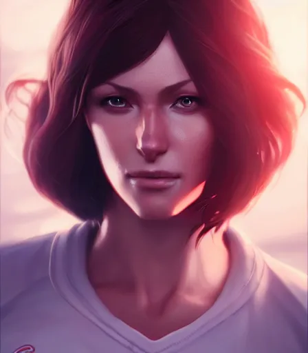 Prompt: beautiful portrait of a gorgeous personal trainer who looks like Miranda Lawson , character design by charlie bowater, ross tran, artgerm, and makoto shinkai, detailed, soft lighting, rendered in octane