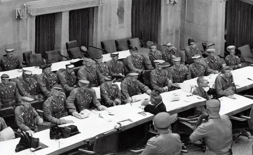 Prompt: 50s movie still of very diverse soviet generals head with very detailed faces in a stalinist parlement, by Alexei Guerman, Cinestill 800t 35mm black and white, heavy grainy picture, very detailed, high quality, 4k, HD criterion, precise texture, diverse faces, diverse haircuts, diverse ages