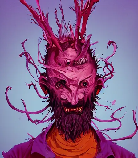 Image similar to Tim Burtons style Demon Slayer by Alex Pardee and Nekro and Petros Afshar, and James McDermott,unstirred paint, vivid color, cgsociety 4K