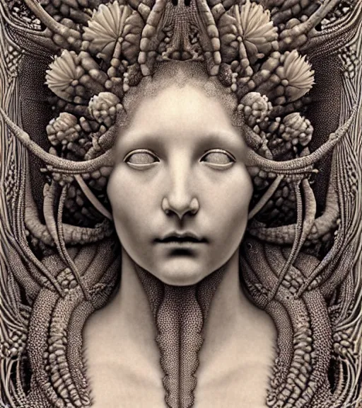 Prompt: detailed realistic beautiful cactus goddess face portrait by jean delville, gustave dore, iris van herpen and marco mazzoni, art forms of nature by ernst haeckel, art nouveau, symbolist, visionary, gothic, neo - gothic, pre - raphaelite, fractal lace, intricate alien botanicals, ai biodiversity, surreality, hyperdetailed ultrasharp octane render