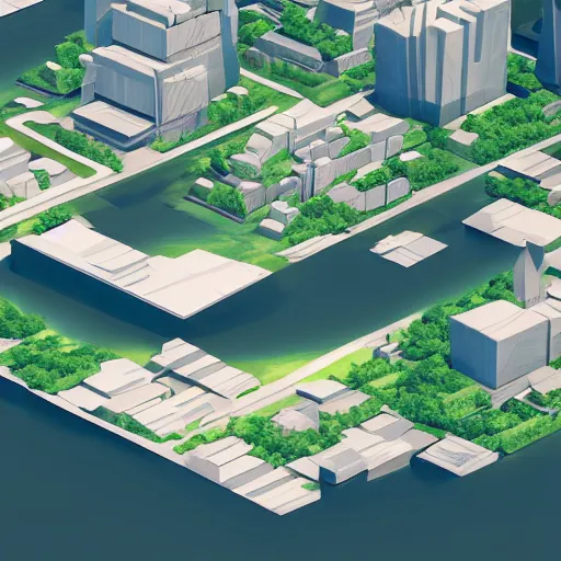 Image similar to floating new york city island in the sky, low poly, isometric art, 3d art, waterfall, high detail, artstation, concept art, behance, ray tracing, smooth, sharp focus, ethereal lighting