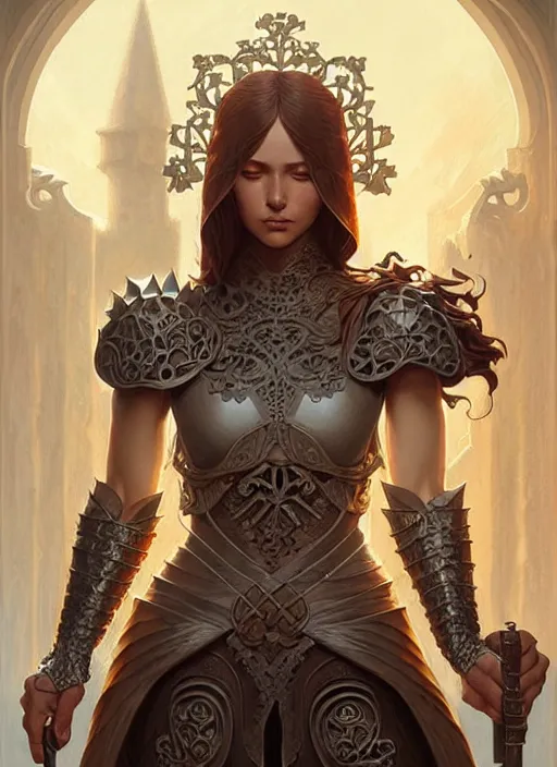 Image similar to Muscular and powerful medieval knight portrait, art nouveau, fantasy, intricate flower designs, elegant, highly detailed, sharp focus, art by Artgerm and Greg Rutkowski