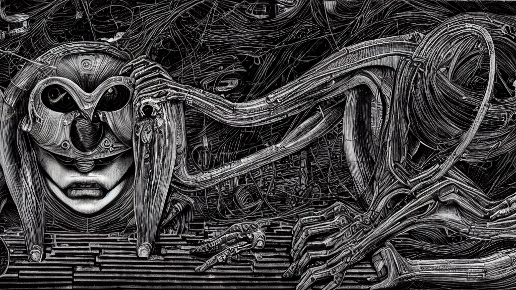 Image similar to Heart of the internet, core of the internet, style of Giger, H. R. GIGER, style of Junji Ito, 4K, highly detailed, minimalistic, minimalistic, minimalistic, fine tuned, machina