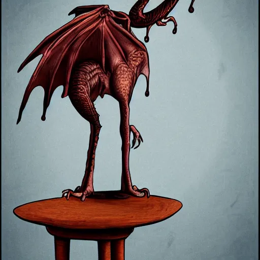 Image similar to dragon sitting on a high top stool waiting patiently for a drink, digital art