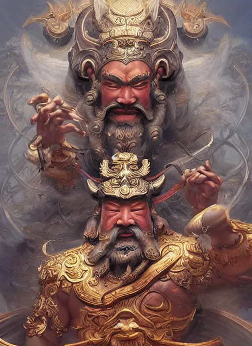 Prompt: digital painting of chinese gods, by filipe pagliuso and justin gerard symmetric, fantasy, highly detailed, realistic, intricate port
