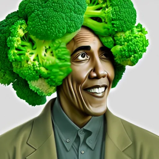 Image similar to barack obama is fused into broccoli, hyperdetailed, artstation, cgsociety, 8 k