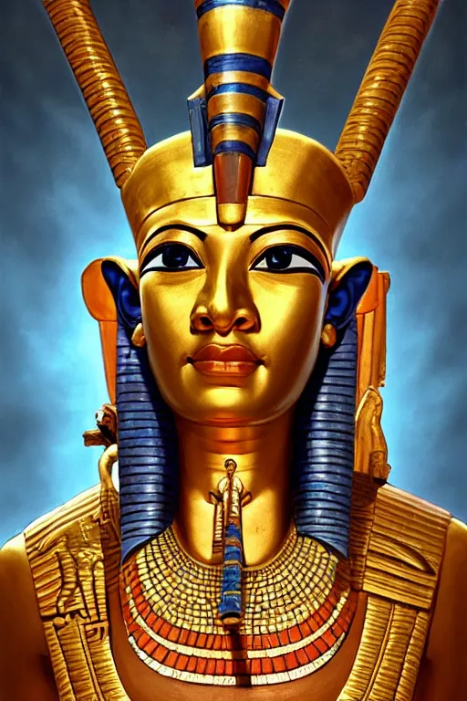 Image similar to egypt god osiris, god of the underworld, highly detailed, d & d, fantasy, highly detailed, digital painting, trending on artstation, concept art, sharp focus, illustration, global illumination, ray tracing, realistic shaded, art by artgerm and greg rutkowski and fuji choko and viktoria gavrilenko and hoang lap, sunny