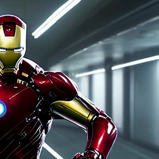 Prompt: movie still of Iron Man covered in venom