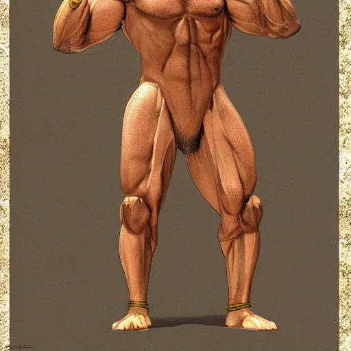 Image similar to a muscular humanoid capybara man posing and flexing his muscles, trending on artstation, centered