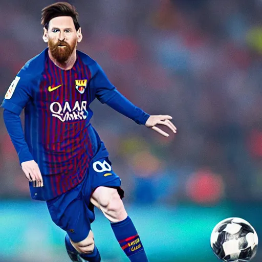 Image similar to lionel messi running extremely fast wrapped in blue lightning, 8 k