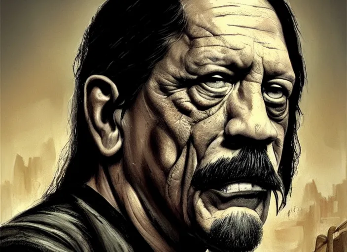 Prompt: danny trejo from a can of beans, digital illustration, in the style of greg rutkowski, amazing detail, epic