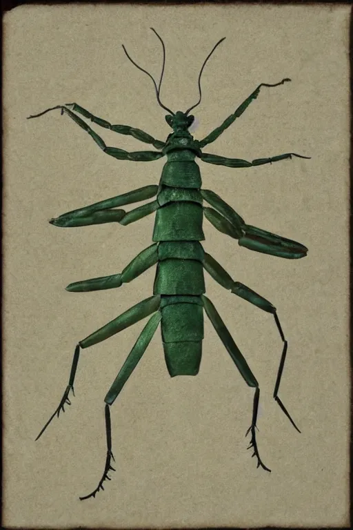 Image similar to mantodea, paper texture, by pandora sellars