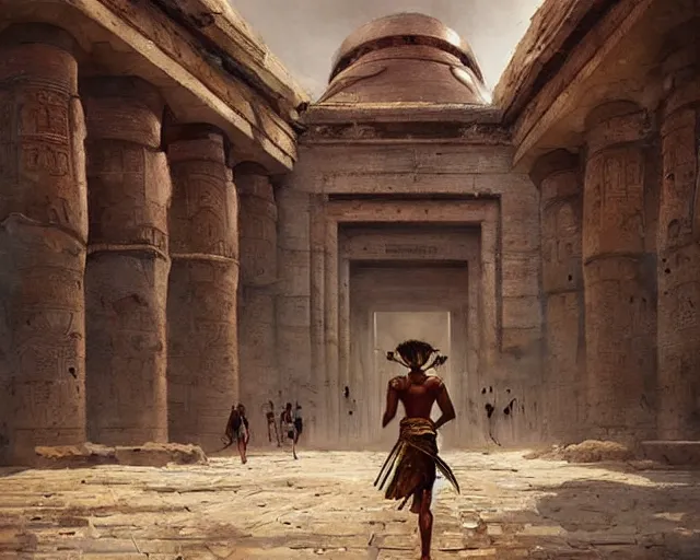 Image similar to a football stadium in the style of ancient egypt architecture, art by greg rutkowski and artgerma, stunning concept art, exterior design