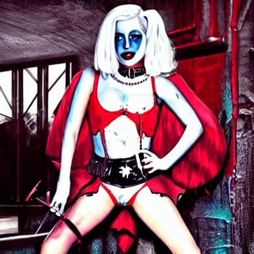 Prompt: lady gaga as Harley Quinn, cinematic poster, movie still, realistic