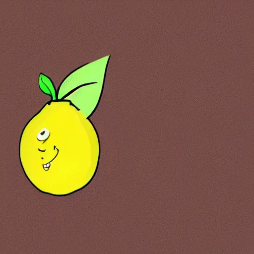 Image similar to a screaming lemon with a green leaf on top, cartoon
