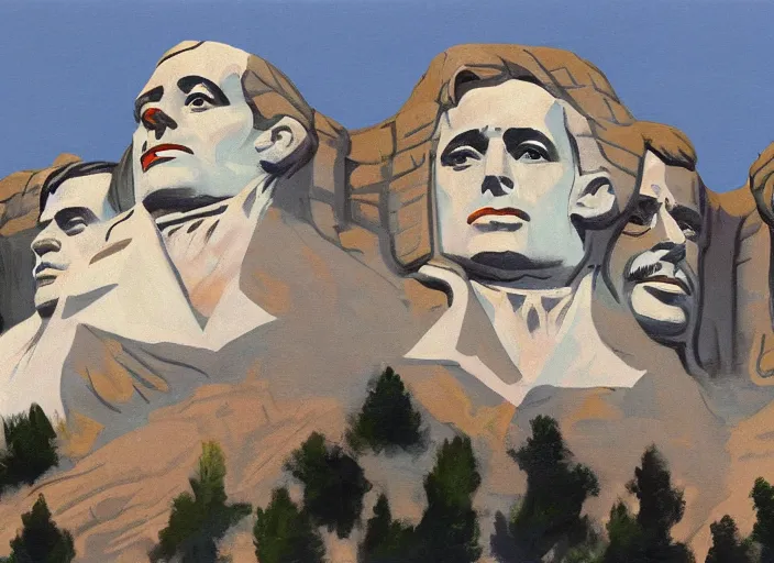 Prompt: a highly detailed beautiful portrait of mount rushmore with the face of steve buscemi, by gregory manchess, james gurney, james jean