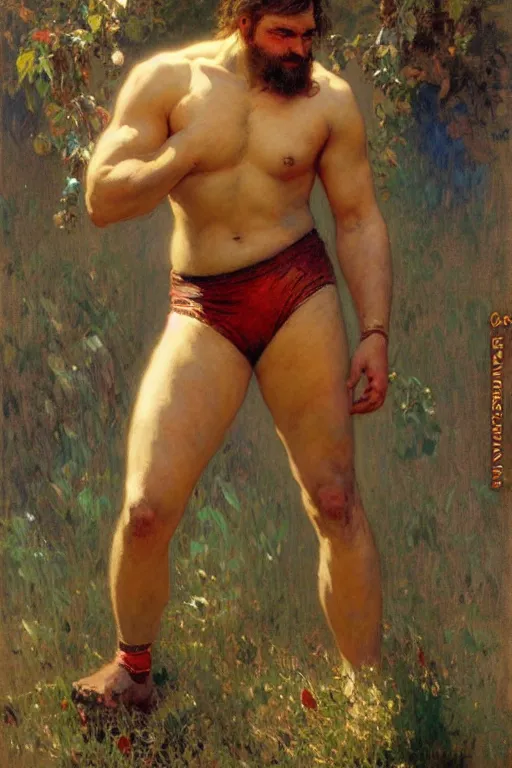 Image similar to attractive wrestler, painting by gaston bussiere, craig mullins, greg rutkowski, alphonse mucha