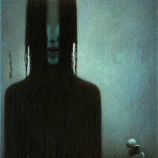 Image similar to maid girl by Beksinski