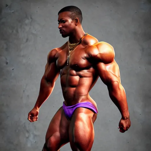 Image similar to the artist formerly know as Prince with the physique of a body builder, realistic, detailed, cinematic, dynamic lighting, photorealistic, refined, intricate, digital art, background a gym, masterpiece, 8k