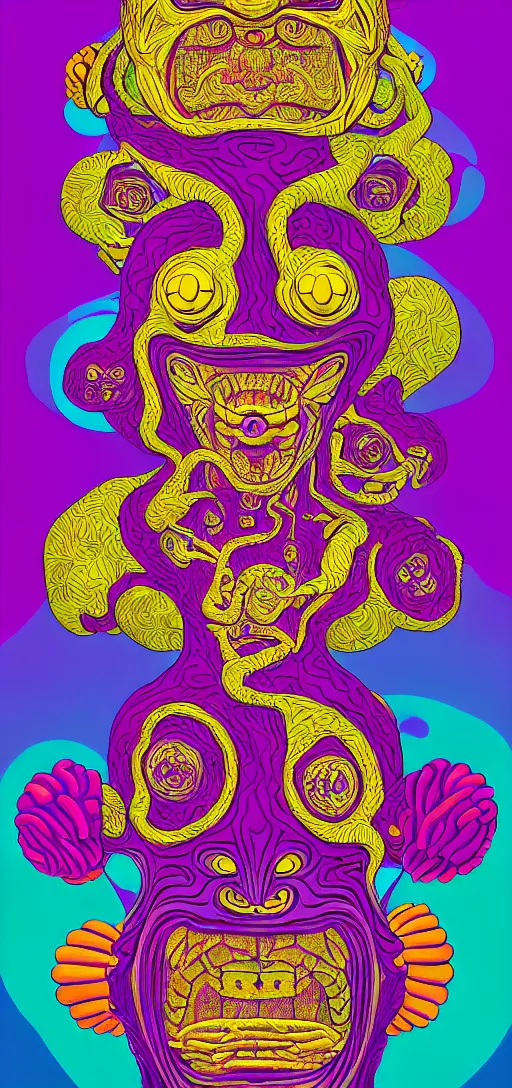 Image similar to dmt creature portraits in the style of kaws, victo ngai, lisa frank, francis goya, basil wolverton, roy litchenstein, mc escher style, dynamic lighting, 8 0 mm photo