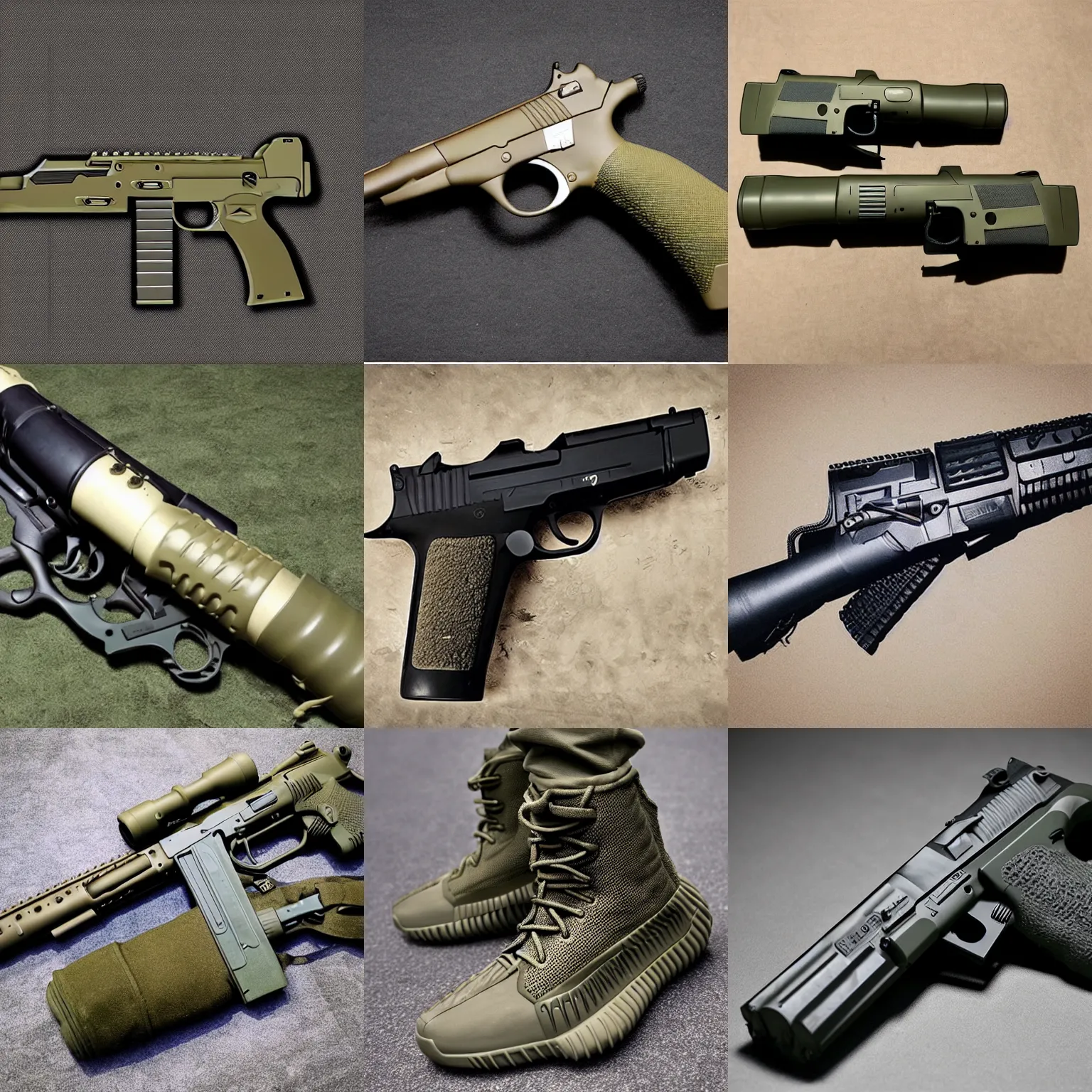 Prompt: yeezy military gun