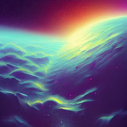 Prompt: a detailed painting of a marble - like earth - like planet floating in space in a sea of colorful sea of stars, by alena aenami, petros afshar and greg rutkowski trending on artstation, deviantart, planet, clouds, earth, exoplanet, stars, interstellar, hubble