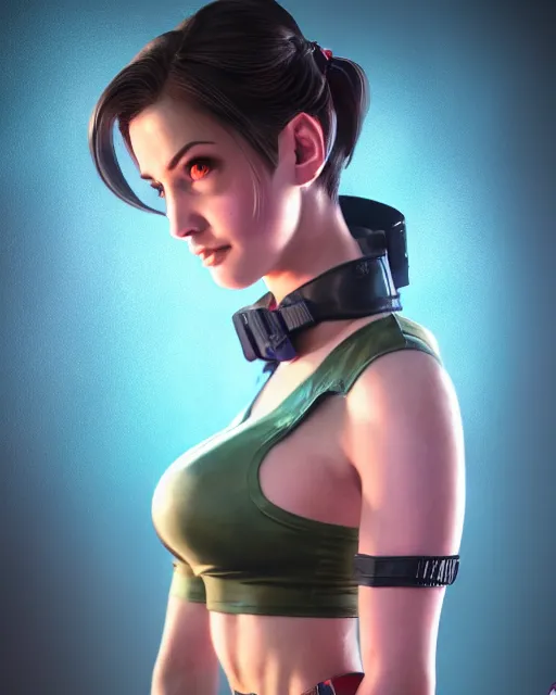 Prompt: an epic comic book style full body portrait painting of sexy jill valentine bubble head, elegant, character design by Mark Ryden and Pixar and Hayao Miyazaki, unreal 5, DAZ, hyperrealistic, octane render, cosplay, RPG portrait, dynamic lighting, intricate detail, summer vibrancy, cinematic