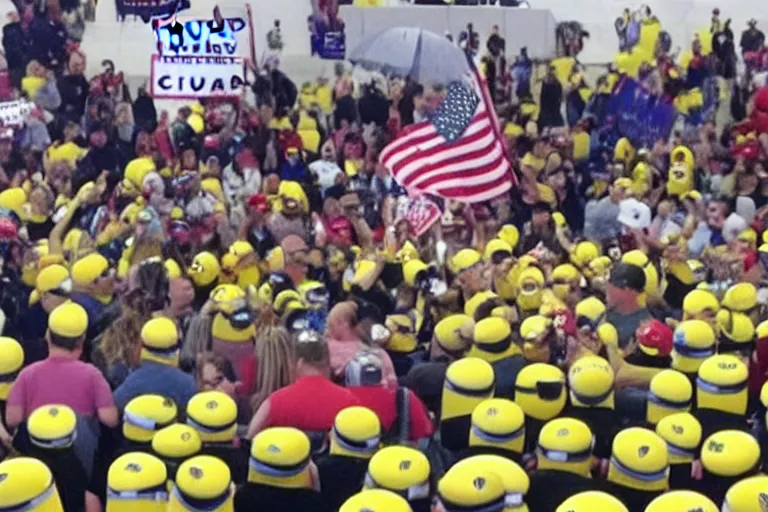 Image similar to minions at a trump rally