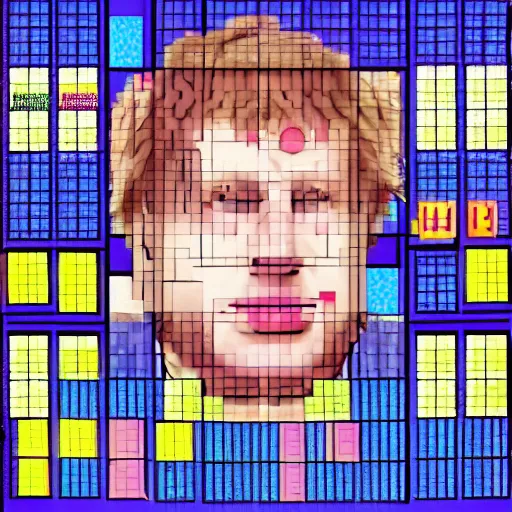 Image similar to Then i found myself in a game of Tetris Pieces landing on top of me I tried to escape, but i couldn't move Boris Johnson was watching me