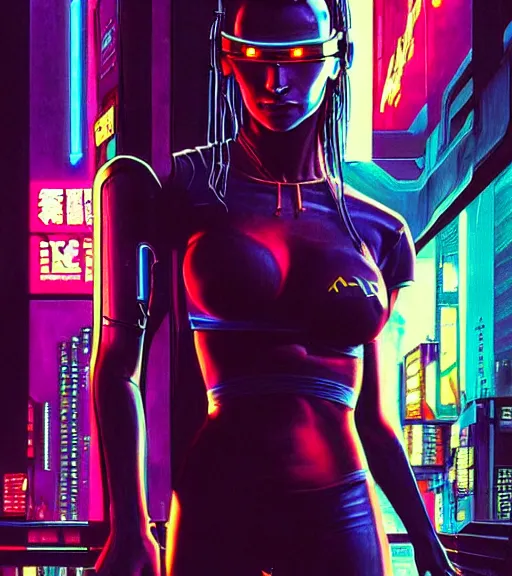 Image similar to a portrait of a cyberpunk denizen, Night City, cyberpunk 2077, very very coherent painting, 1979 OMNI Magazine Cover, street level neo-Tokyo in cyberpunk 2020 style by Vincent Di Fate by mark arian by artgerm, 4k, 8k, HD, trending on artstation
