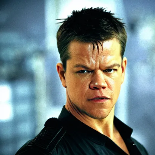 Image similar to matt damon as neo in the matrix