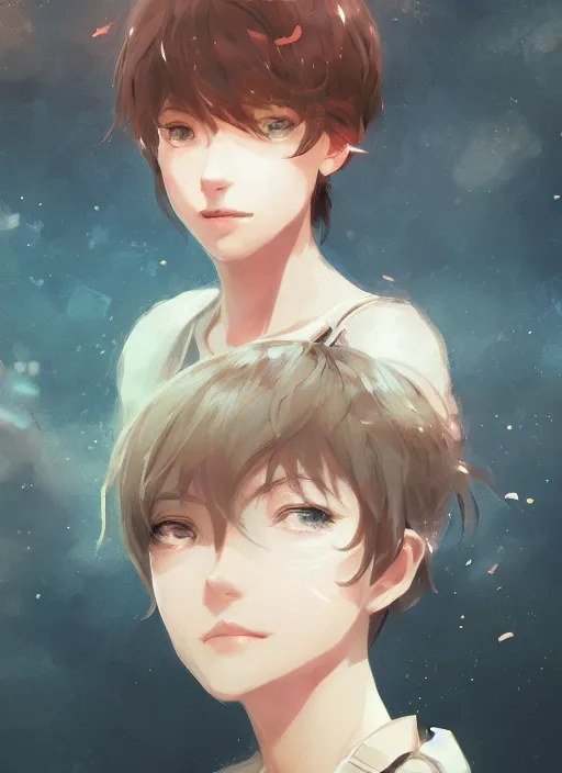 Image similar to portrait of a girl with short hair, complex, applied to tone, ambient lighting, high detail, digital painting, artstation, concept art, 4 k, stunningly beautiful, clear focus, makoto shinkai and akihiko yoshida, hidari and vlop