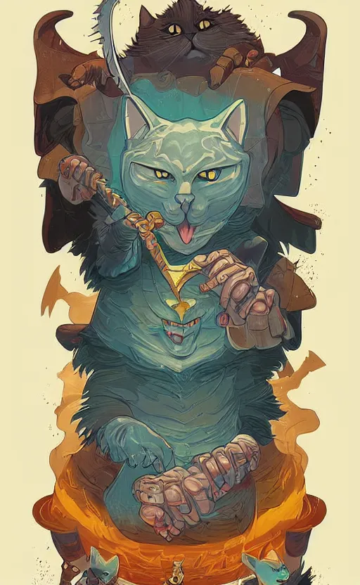 Image similar to powerful wizard cat, dungeons and dragons by simon kennedy, studio muti