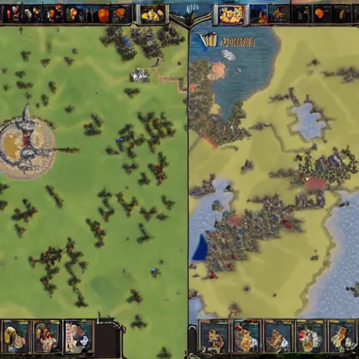 Prompt: The rival cities of Falador and Varrock facing off in war