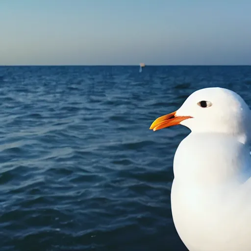 Image similar to a photo still of steven seagull at the pier next to the ocean