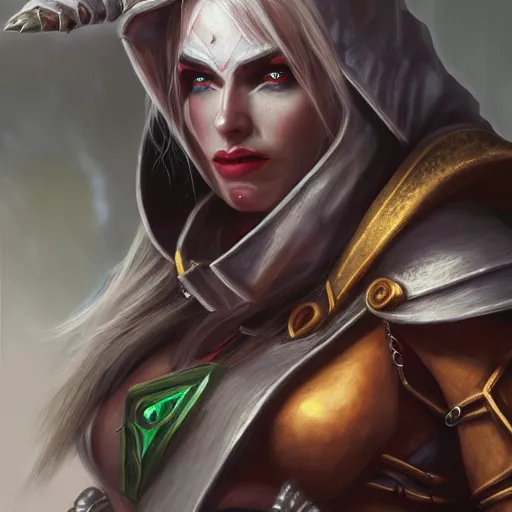 Prompt: hyperrealist portrait of sylvanas windrunner. by bayard wu, fantasy art, photo realistic, dynamic lighting, trending on artstation, poster, volumetric lighting, very detailed faces, 4 k, award winning