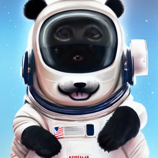 Prompt: a cute and adorable panda in an astronaut suit on the moon, warm lighting with cool shadows, digital painting, detailed, trending on artstation, in the style of dominik mayer thomas dubois, gaston bussiere, 8 k, octane render