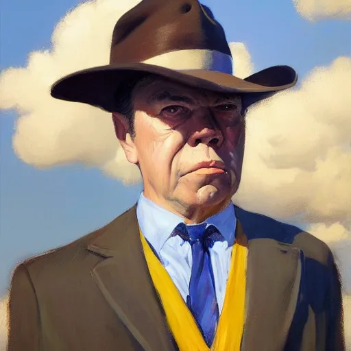 Image similar to greg manchess portrait painting of rene magritte as overwatch character, medium shot, asymmetrical, profile picture, organic painting, sunny day, matte painting, bold shapes, hard edges, street art, trending on artstation, by huang guangjian, gil elvgren, ruan jia, randy vargas, greg rutkowski