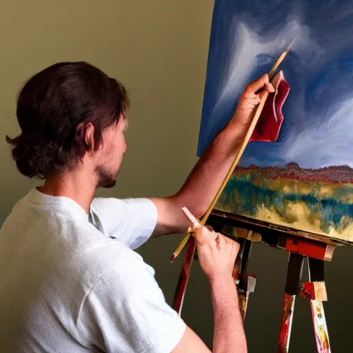 Image similar to painting of a painter painting a painting