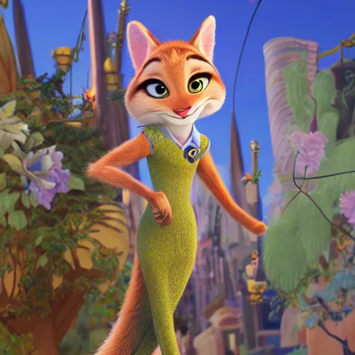 Prompt: princes jasmin, anthropomorphic cat, in the style of zootopia, highly detailed, far shot