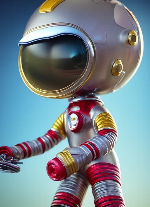 Image similar to highly detailed closeup, profile portrait of a tin toy spacegirl astronaut, bikini, unreal engine, nicoletta ceccoli, mark ryden, earl norem, lostfish, global illumination, detailed and intricate environment