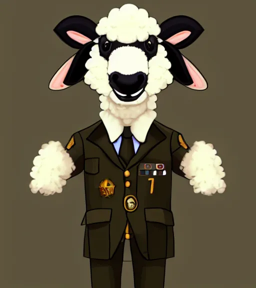 Image similar to george s patton as a sheep, trending on furaffinity